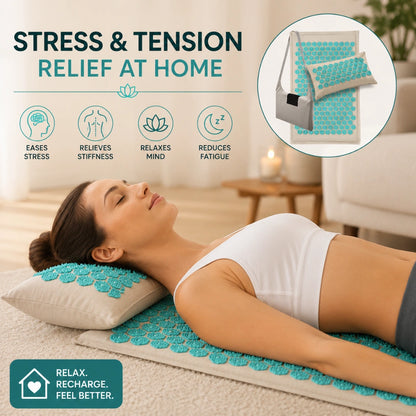 Natural Acupressure Therapy Mat & Pillow Set for Deep Relaxation