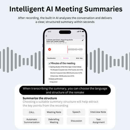 8GB Smart AI Voice Recorder – Wireless Call Recording with App Control & Real-Time Transcription