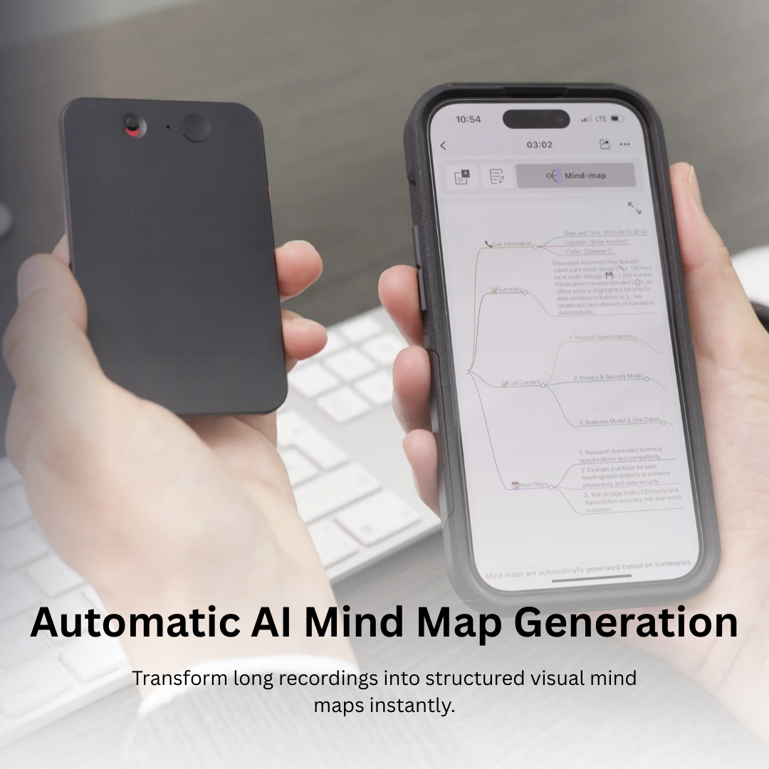 8GB Smart AI Voice Recorder – Wireless Call Recording with App Control & Real-Time Transcription