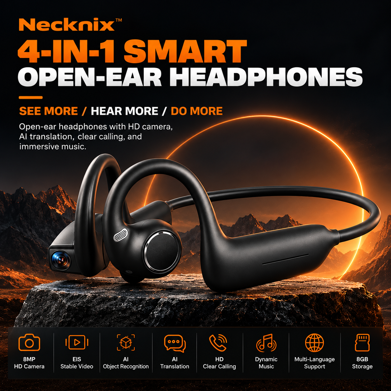 Necknix™ 4-in-1 Smart Open-Ear Headphones