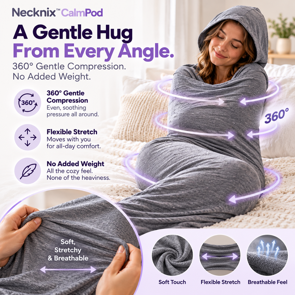 Necknix™ CalmPod – 360° Gentle Compression Wearable Blanket