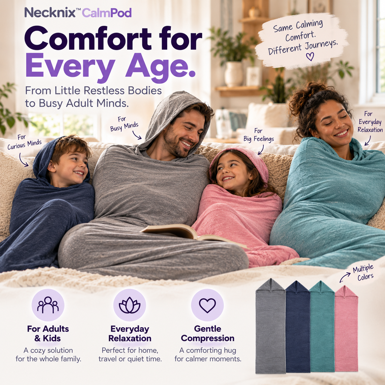 Necknix™ CalmPod – 360° Gentle Compression Wearable Blanket