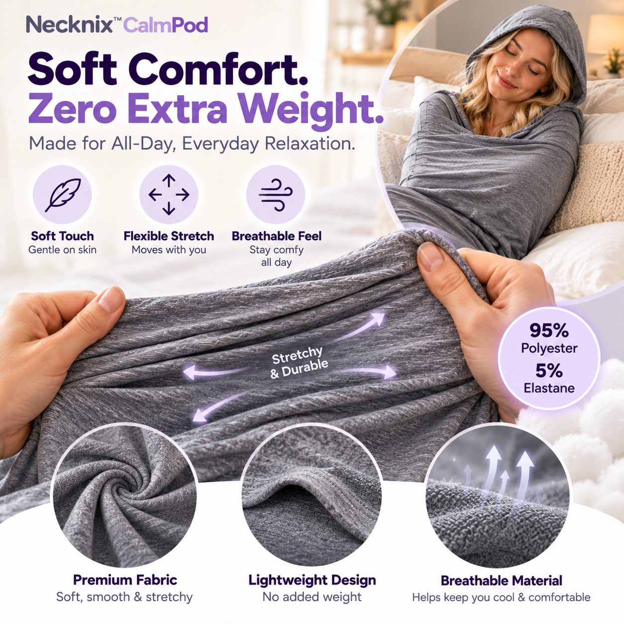 Necknix™ CalmPod – 360° Gentle Compression Wearable Blanket