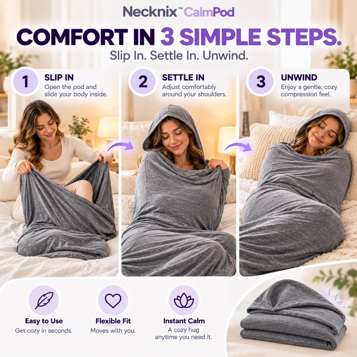 Necknix™ CalmPod – 360° Gentle Compression Wearable Blanket