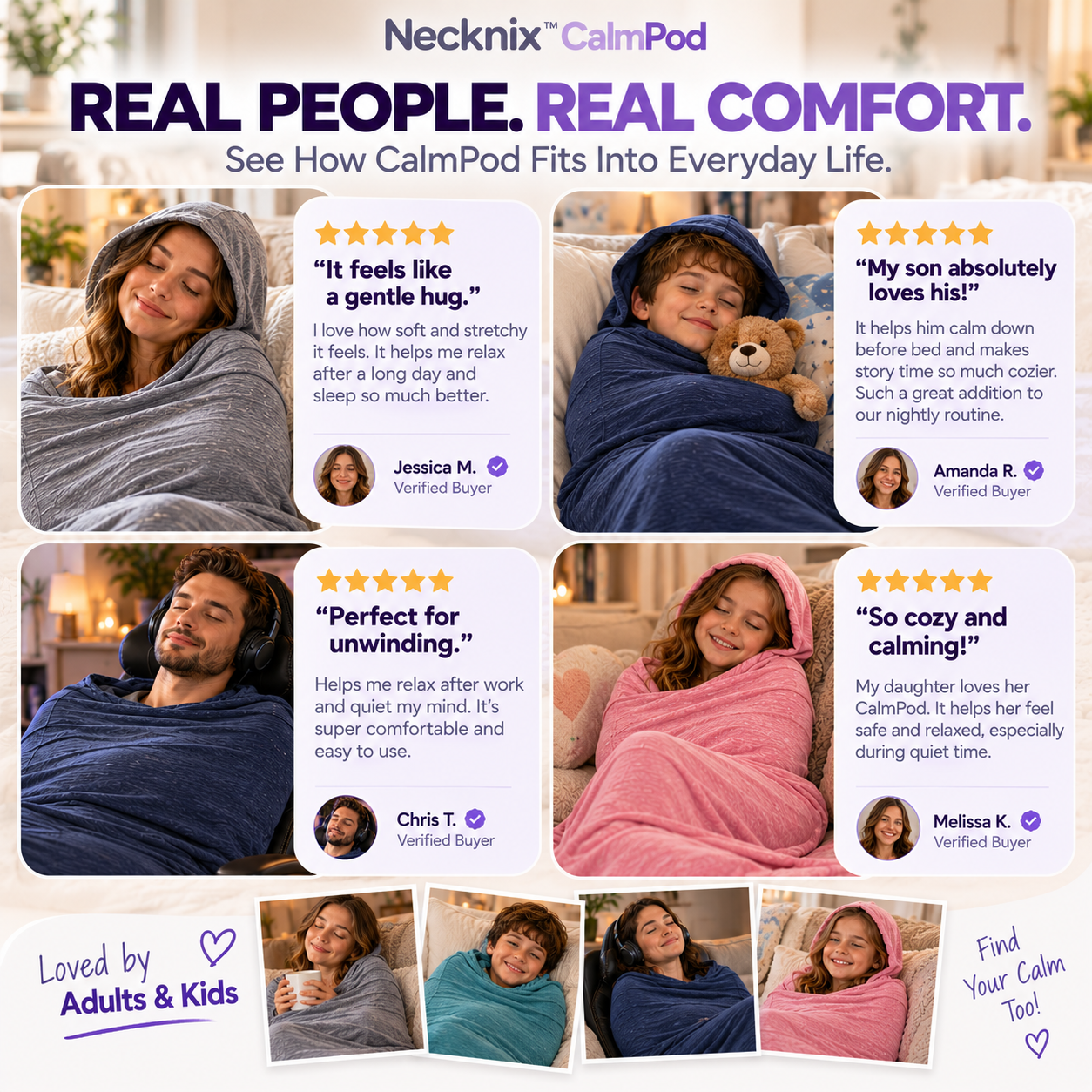 Necknix™ CalmPod – 360° Gentle Compression Wearable Blanket