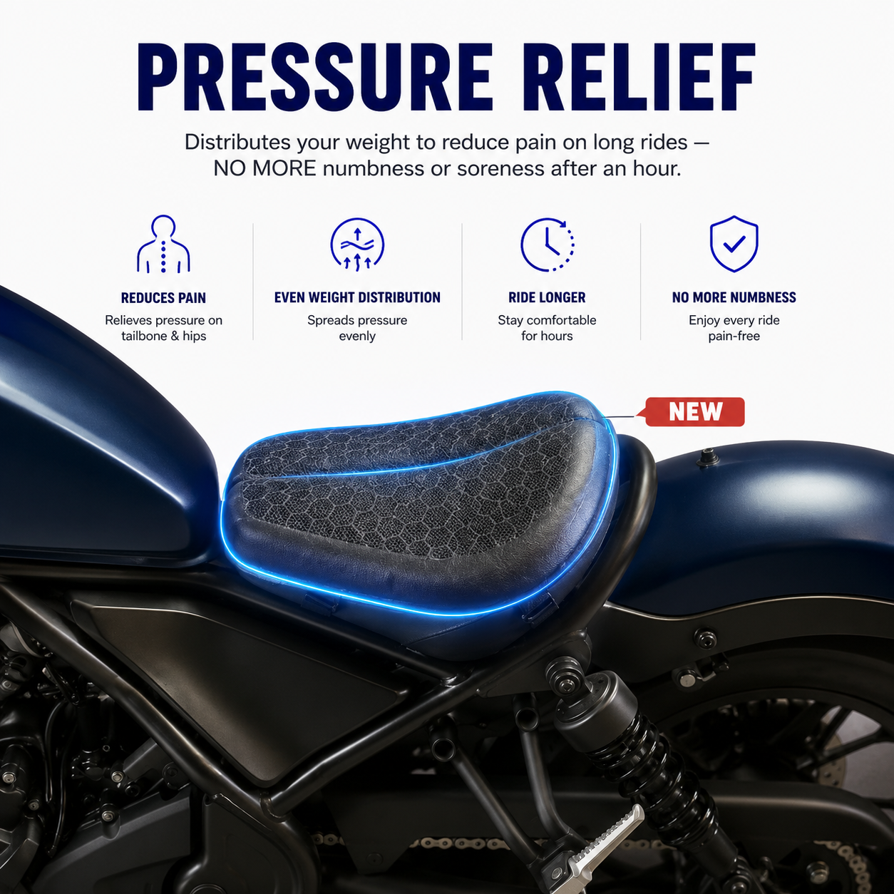 Rider Cushion – Motorcycle Seat Cushion for Comfort & Shock Absorption