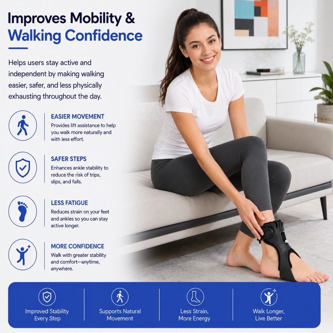 NeckNix Adjustable Ankle Drop Foot Stability Orthosis Walking Brace