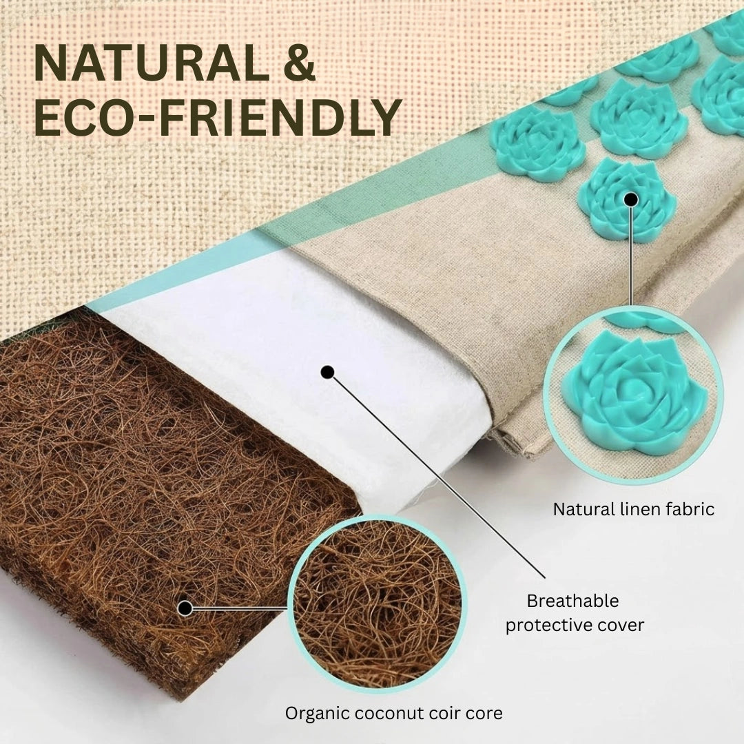 Natural Acupressure Therapy Mat & Pillow Set for Deep Relaxation