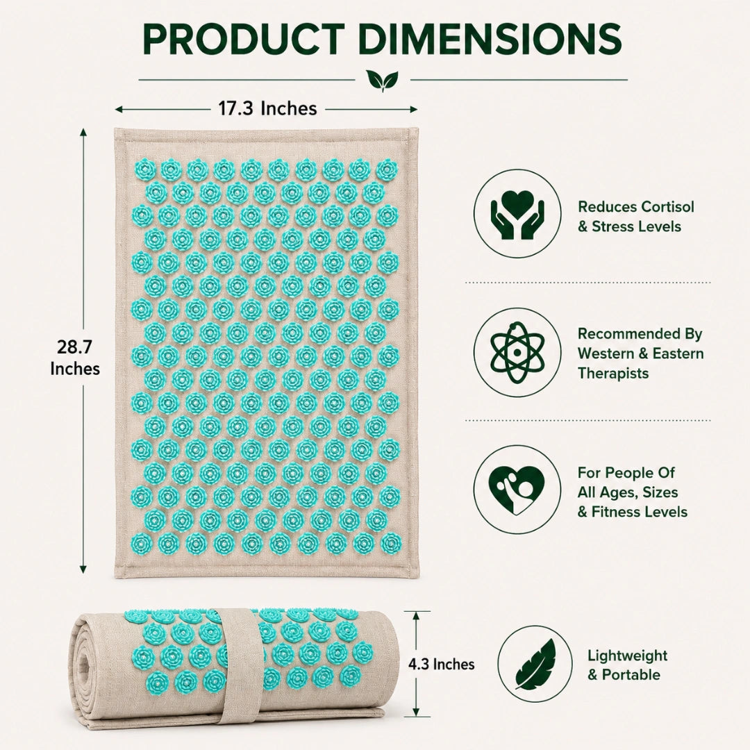 Natural Acupressure Therapy Mat & Pillow Set for Deep Relaxation
