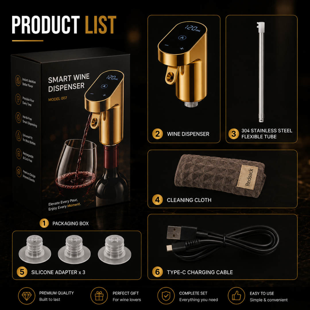 Premium Wine Aerator, Preserver & Dispenser