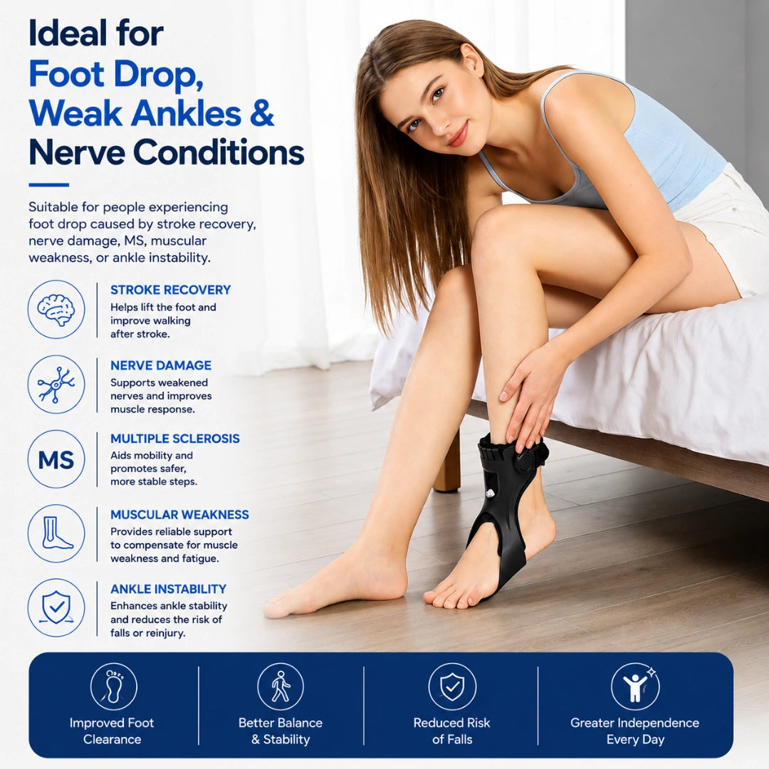 NeckNix Adjustable Ankle Drop Foot Stability Orthosis Walking Brace