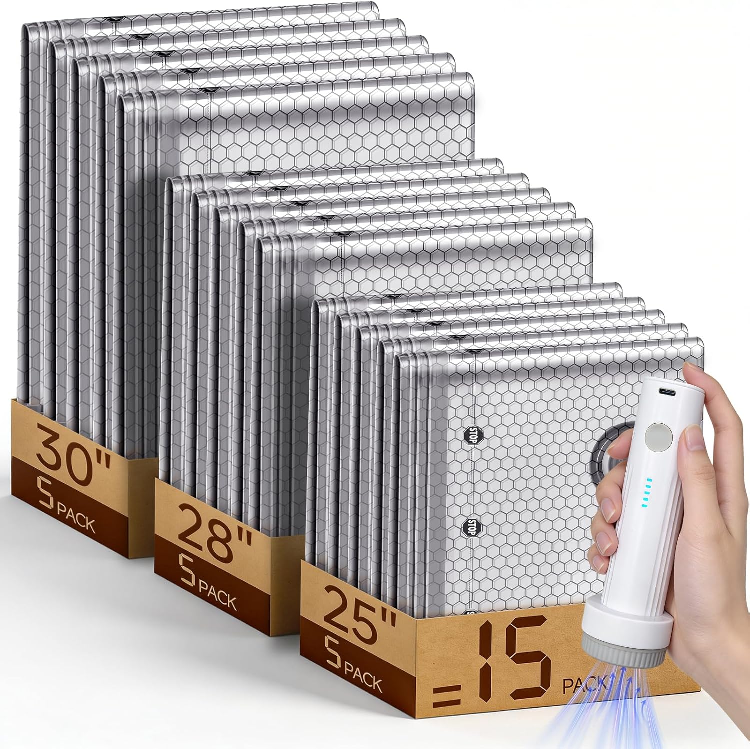 Cordless Travel Vacuum Storage Compression Bag Set