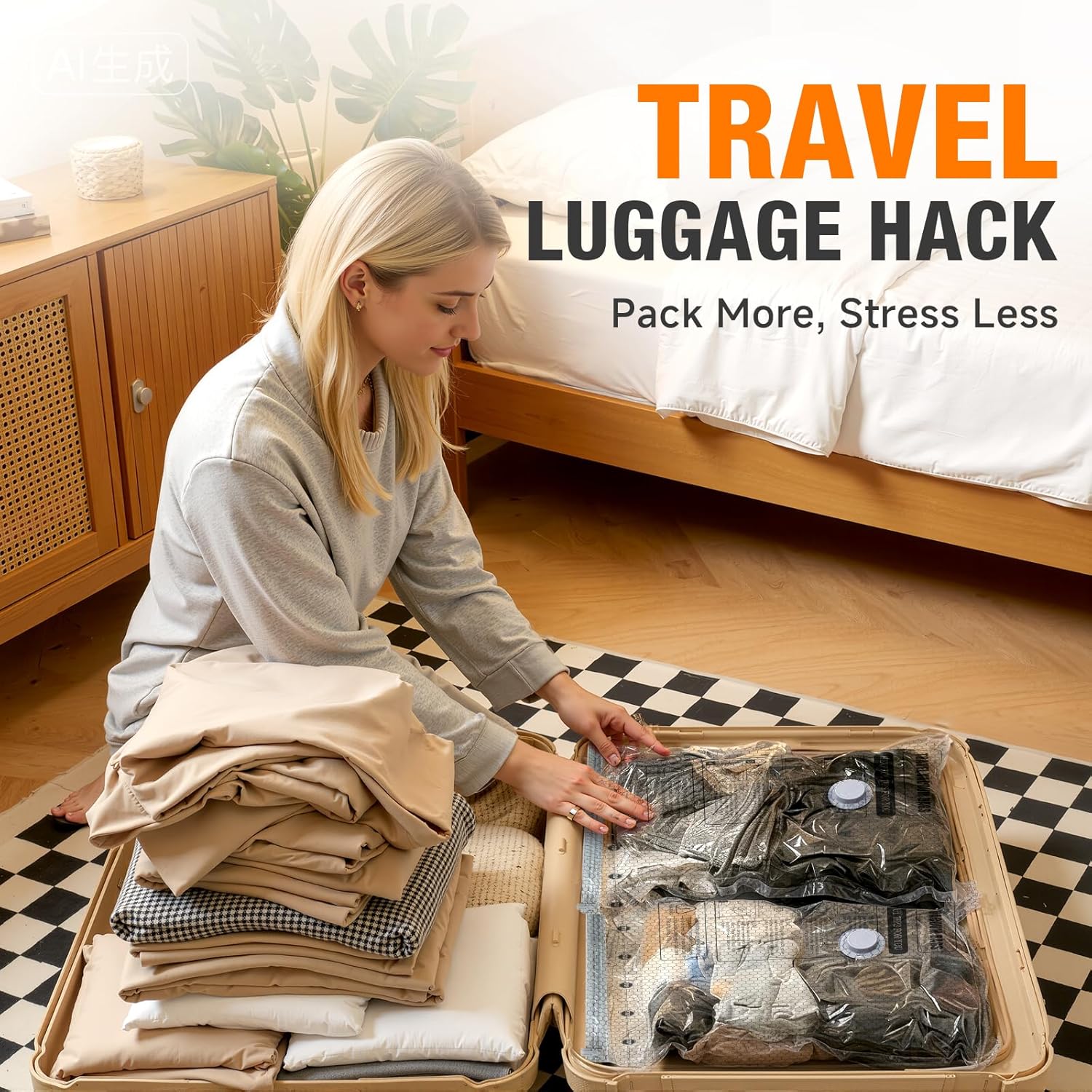Cordless Travel Vacuum Storage Compression Bag Set