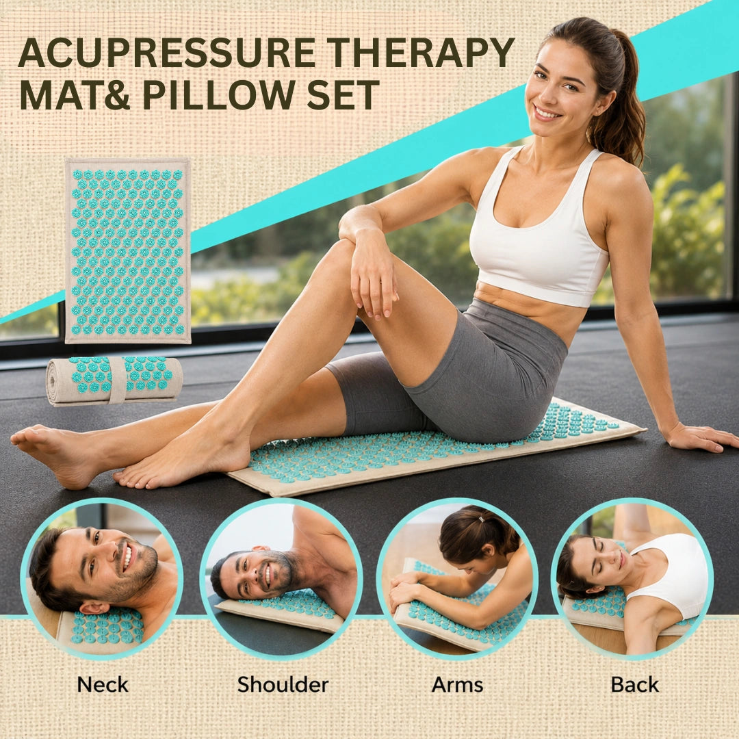 Natural Acupressure Therapy Mat & Pillow Set for Deep Relaxation