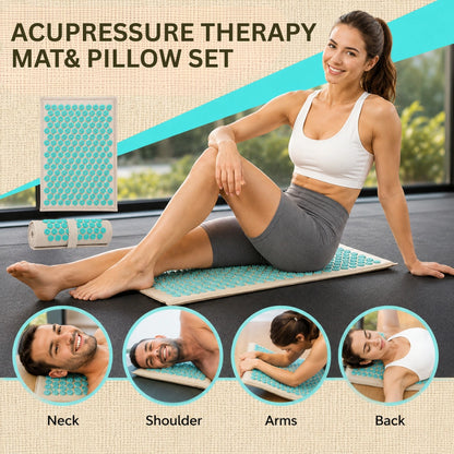 Natural Acupressure Therapy Mat & Pillow Set for Deep Relaxation