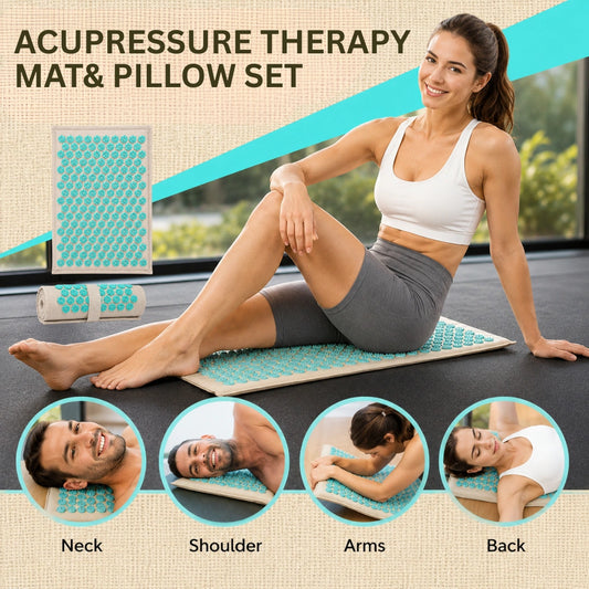 Natural Acupressure Therapy Mat & Pillow Set for Deep Relaxation