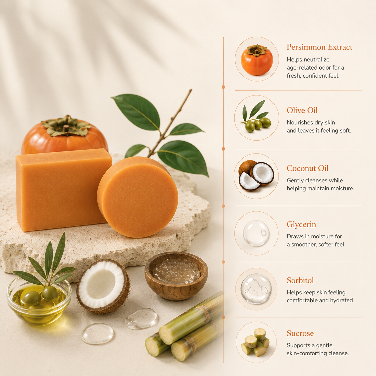 2026 Necknix Original Persimmon Soap – Deodorizing & Skin Cleansing Bar