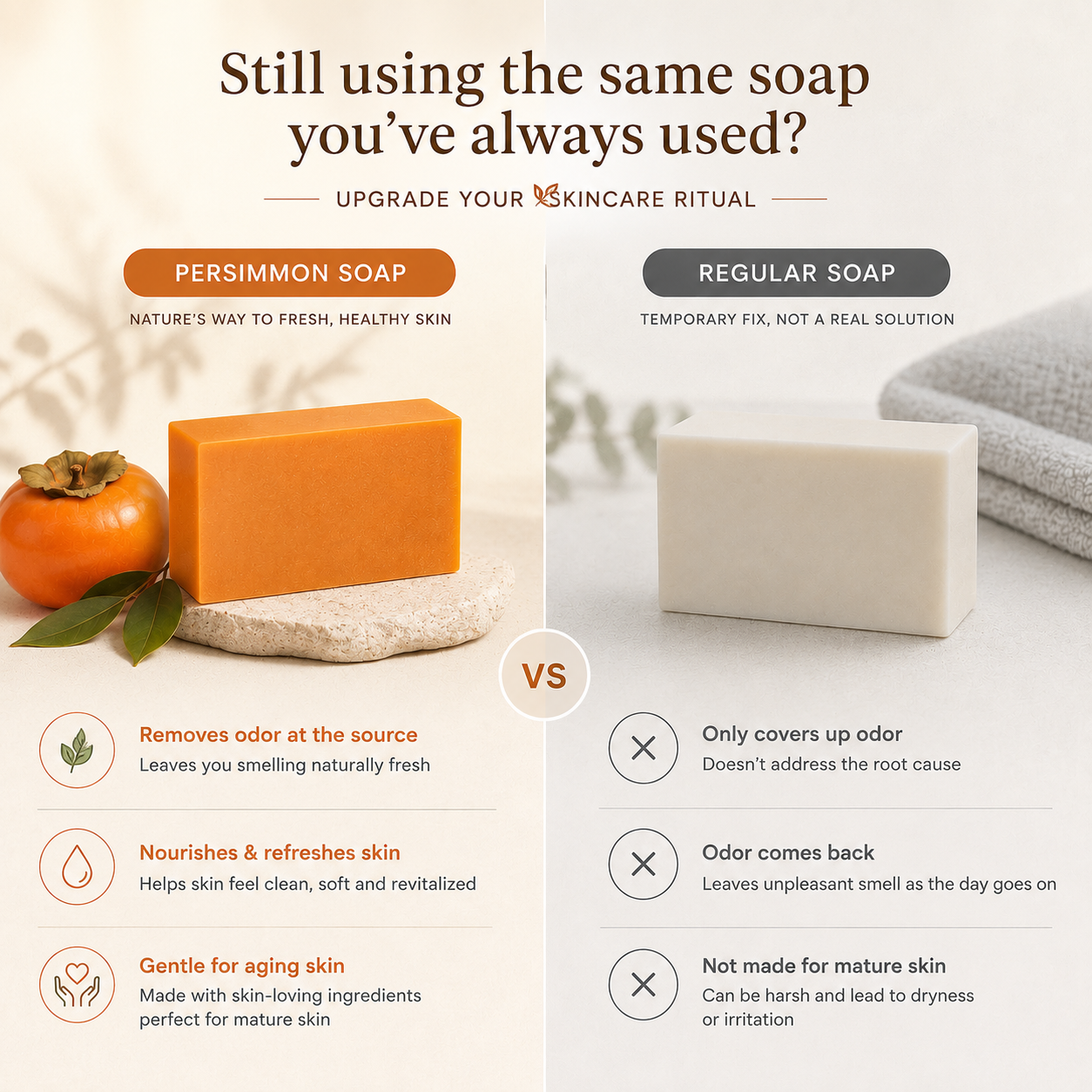 2026 Necknix Original Persimmon Soap – Deodorizing & Skin Cleansing Bar