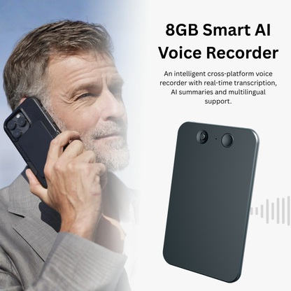 8GB Smart AI Voice Recorder – Wireless Call Recording with App Control & Real-Time Transcription