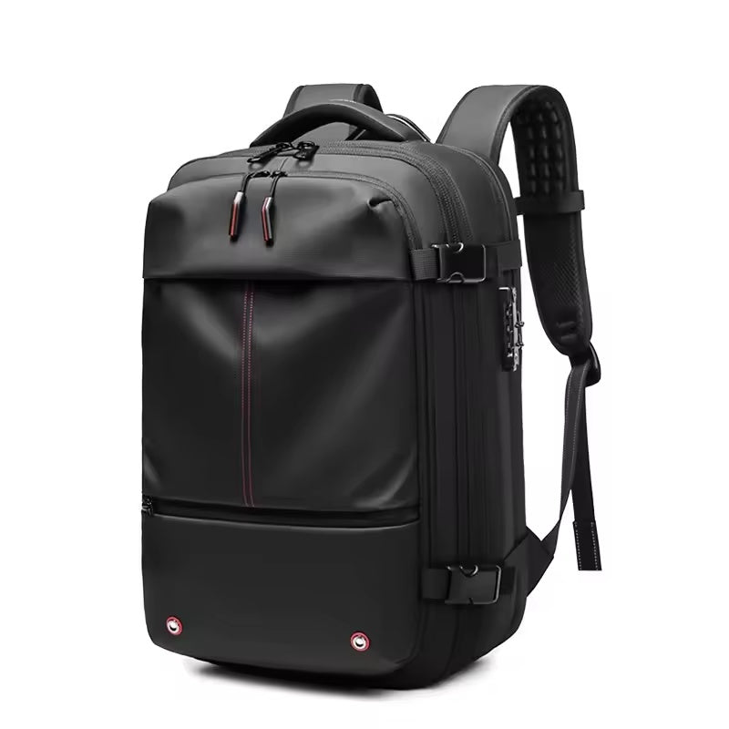 Expandable Vacuum Travel Backpack — Anti-Theft Waterproof Carry-On with Built-In Compression Pump