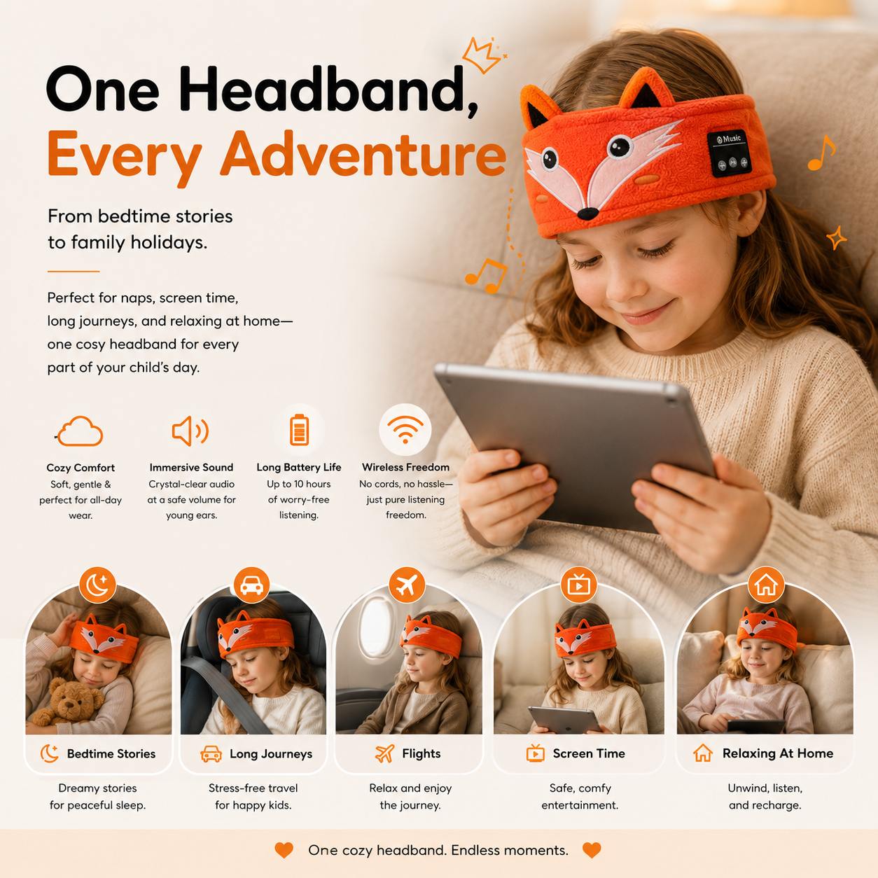 CozyBuds™ - The Bluetooth Headband Headphones for Kids