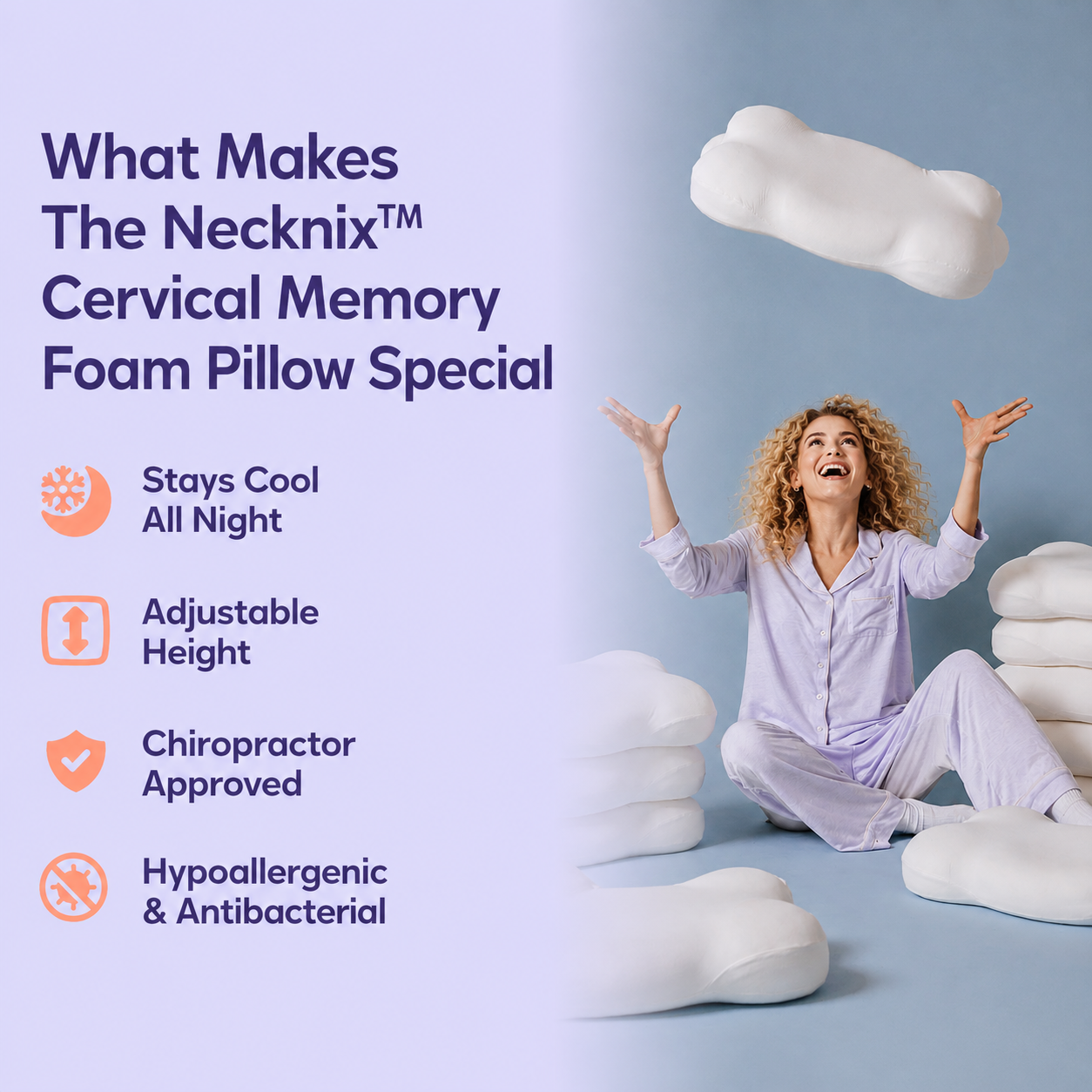Necknix™ Cervical Memory Foam Pillow