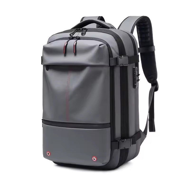 Expandable Vacuum Travel Backpack — Anti-Theft Waterproof Carry-On with Built-In Compression Pump