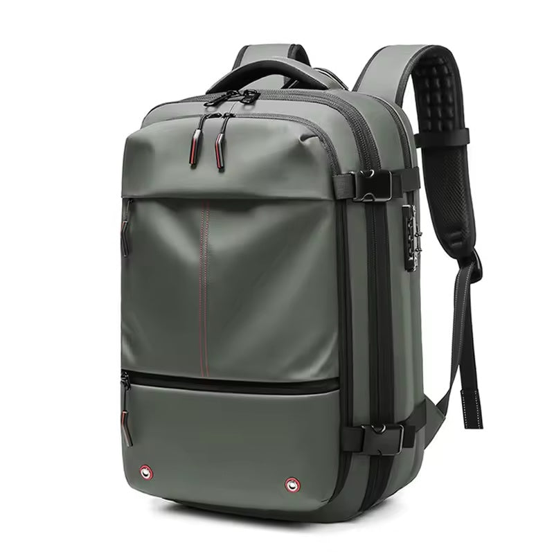 Expandable Vacuum Travel Backpack — Anti-Theft Waterproof Carry-On with Built-In Compression Pump