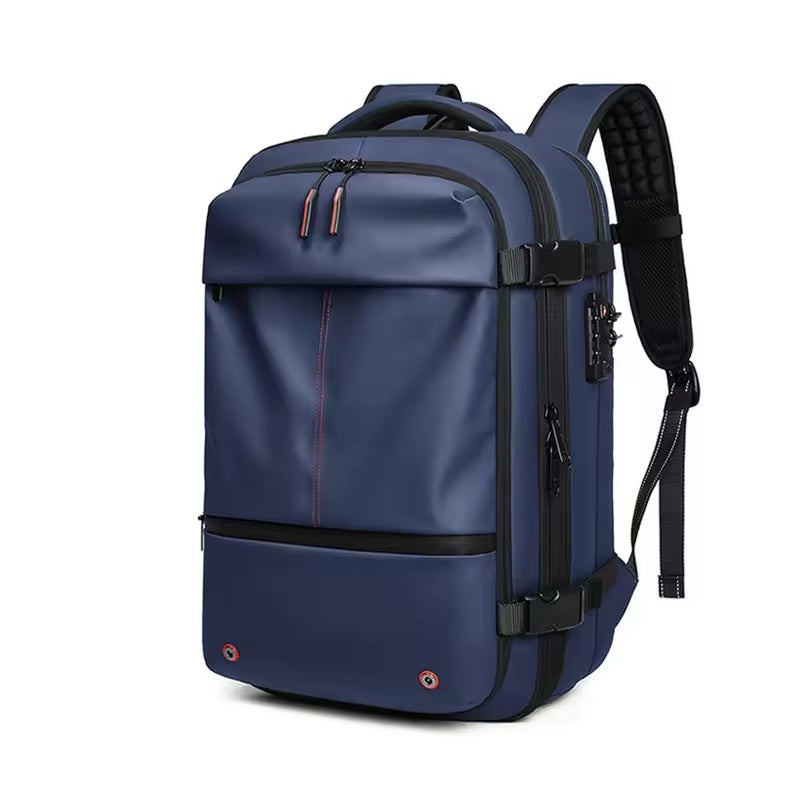 Expandable Vacuum Travel Backpack — Anti-Theft Waterproof Carry-On with Built-In Compression Pump
