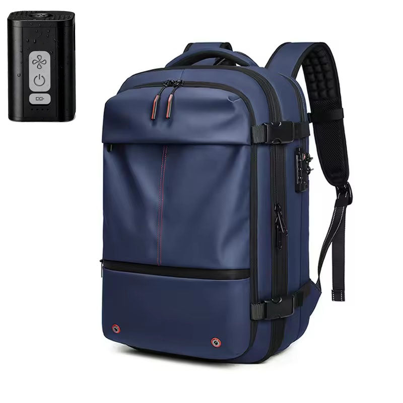 Expandable Vacuum Travel Backpack — Anti-Theft Waterproof Carry-On with Built-In Compression Pump