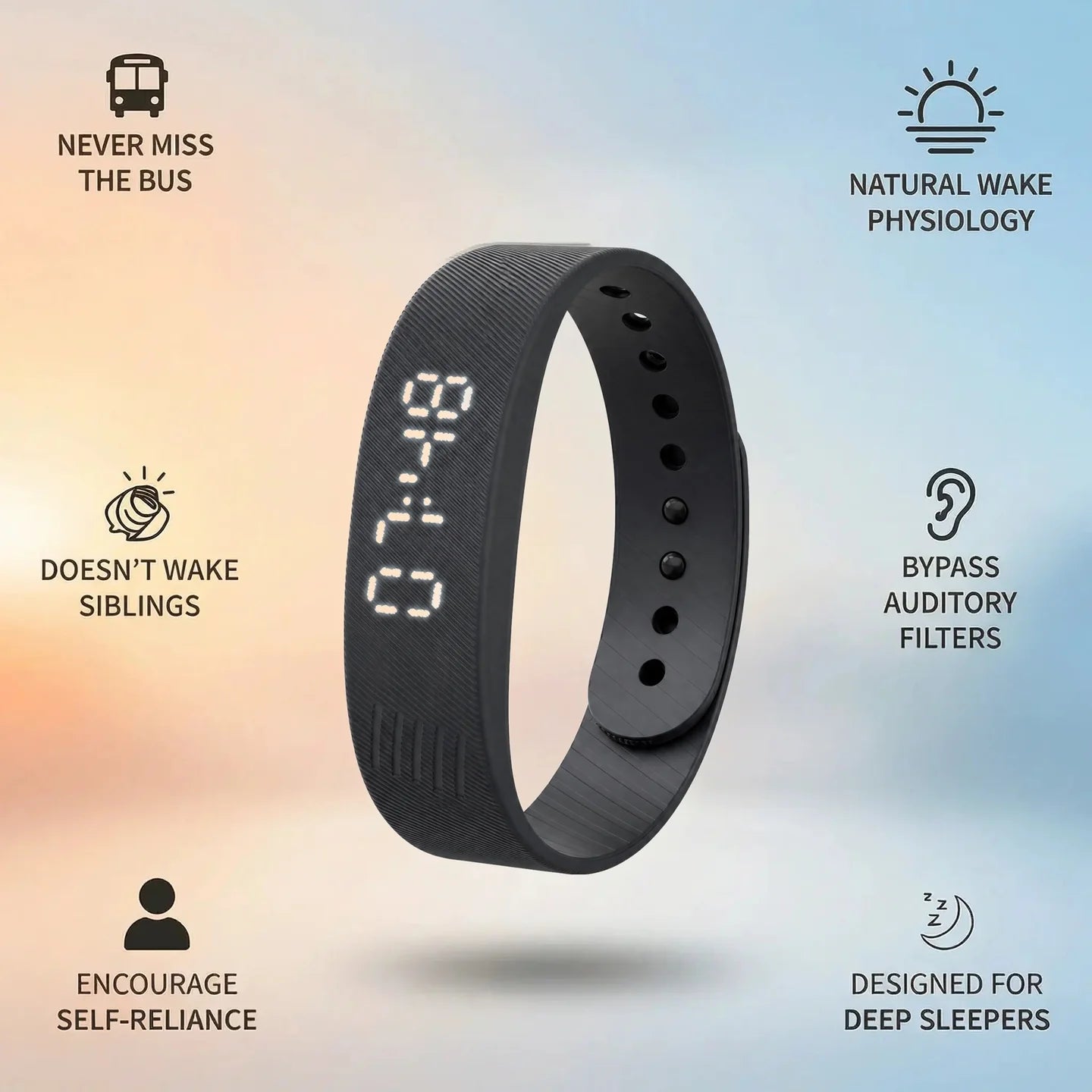 Necknix Silent Vibrating Wake-Up Band for Kids & Teens