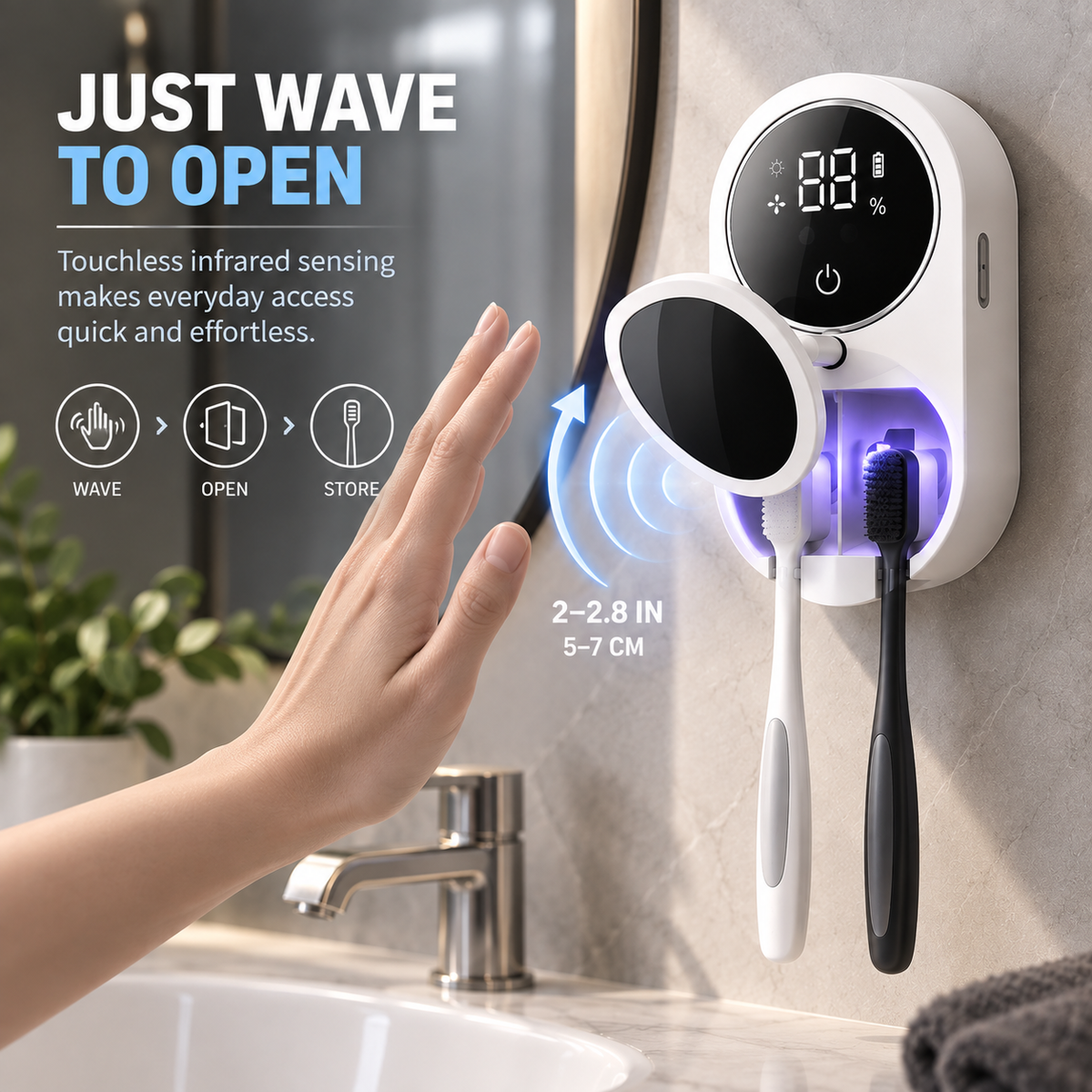 UV-C Toothbrush Sanitizer & Dryer with Touchless Sensor