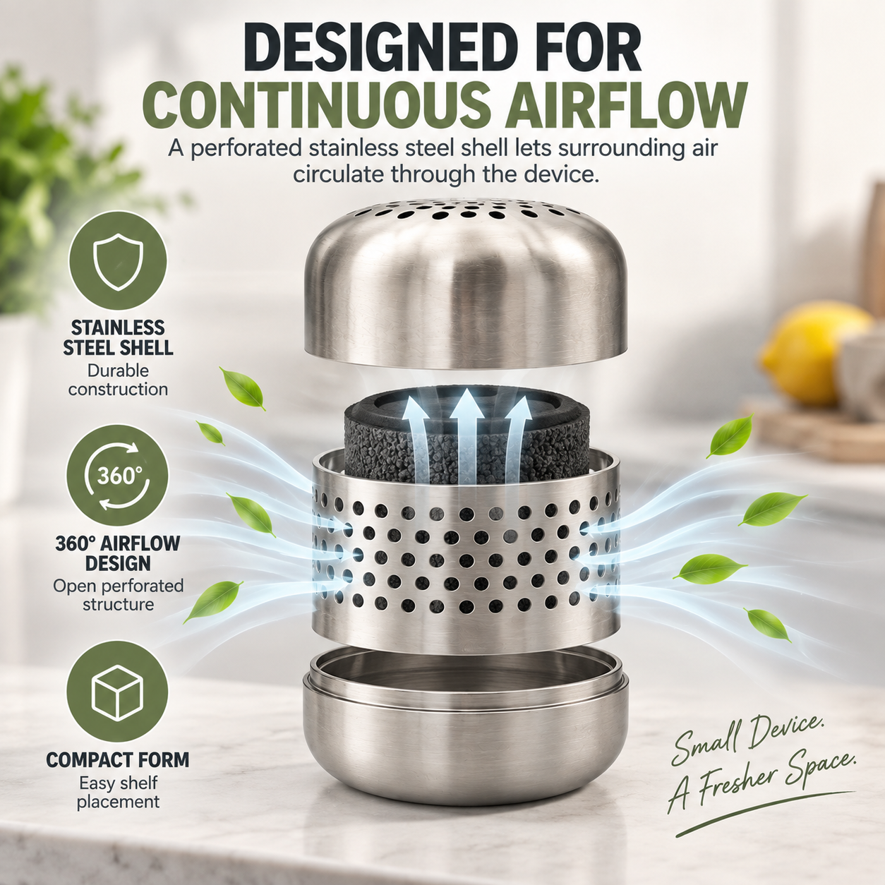 Stainless Steel Refrigerator Odor Eliminator