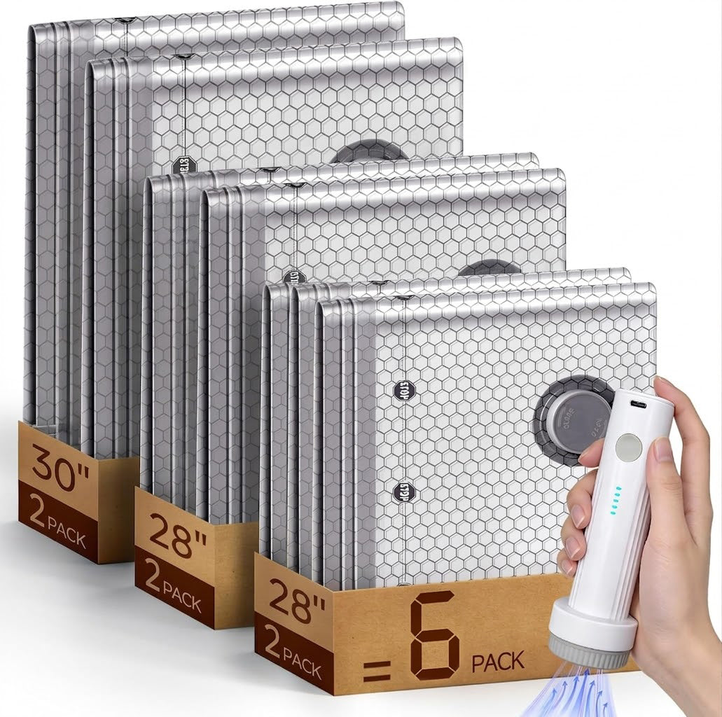 Cordless Travel Vacuum Storage Compression Bag Set