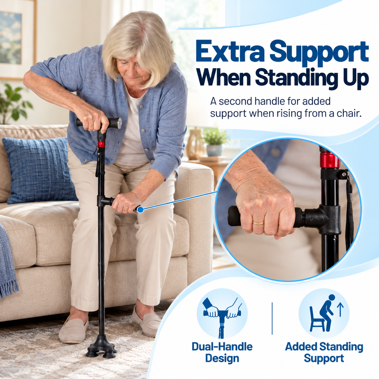 Necknix™ 6-in-1 Standing Assist Walking Cane