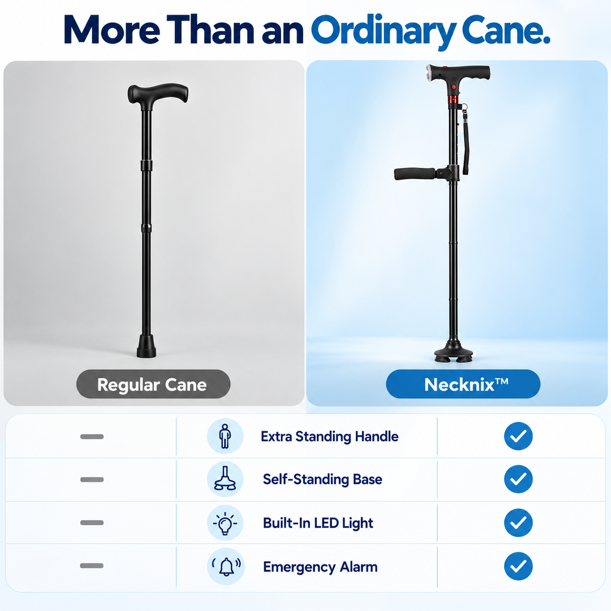 Necknix™ 6-in-1 Standing Assist Walking Cane
