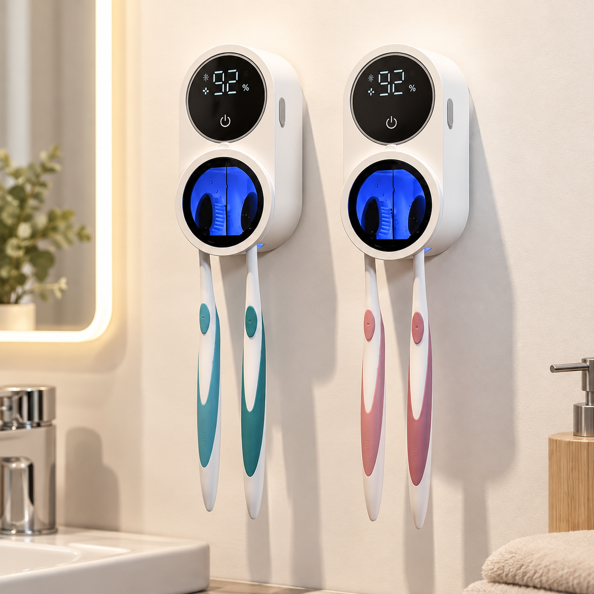 UV-C Toothbrush Sanitizer & Dryer with Touchless Sensor