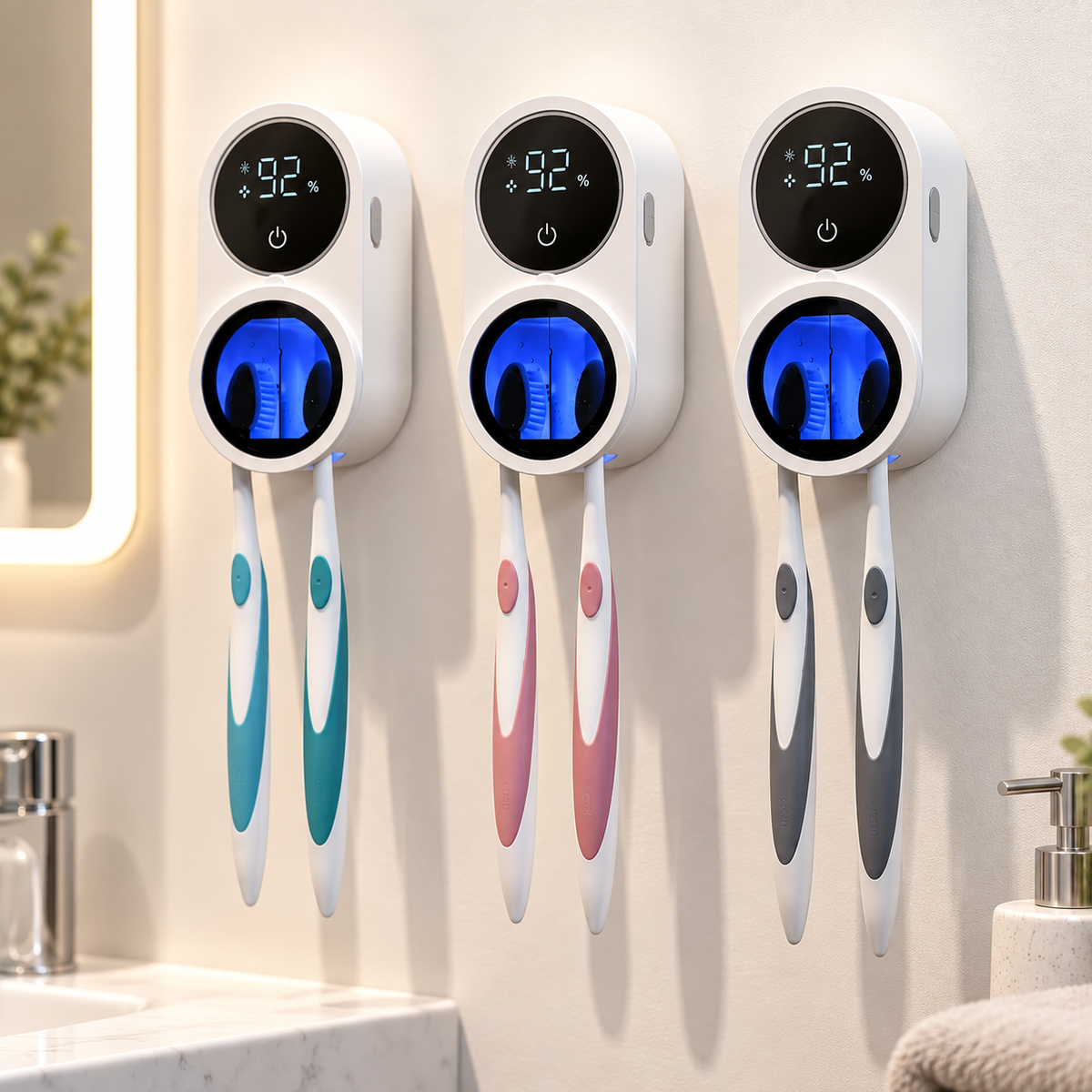 UV-C Toothbrush Sanitizer & Dryer with Touchless Sensor