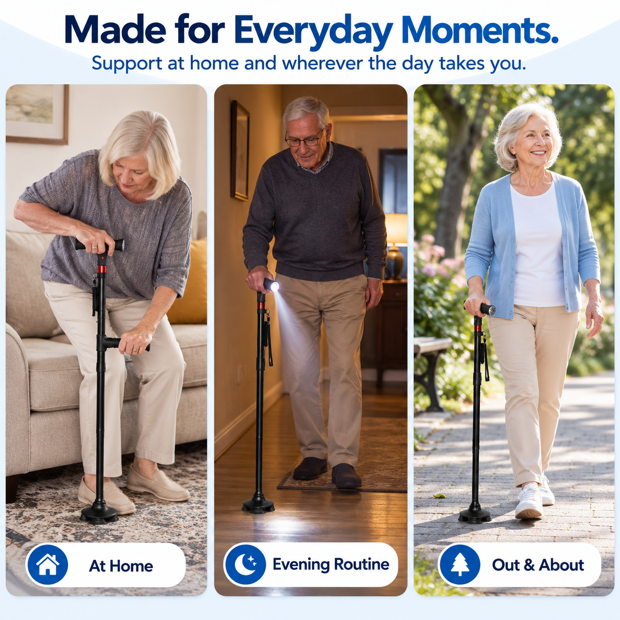 Necknix™ 6-in-1 Standing Assist Walking Cane
